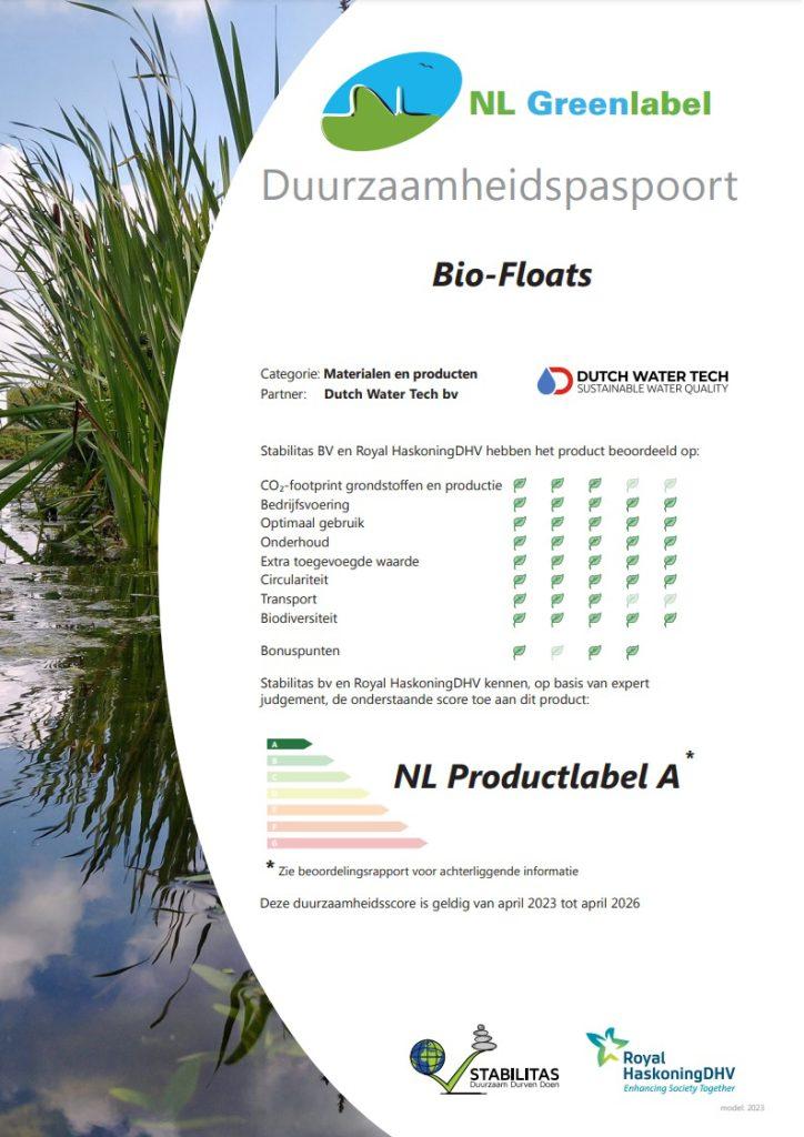 NL Greenlabel Certificaat Label A Bio-Floats
